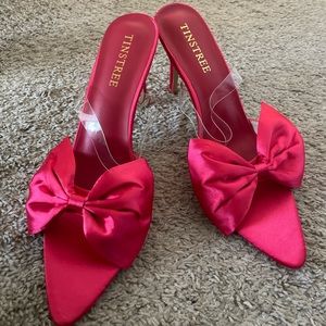 Tinstree pink bow heeled shoes